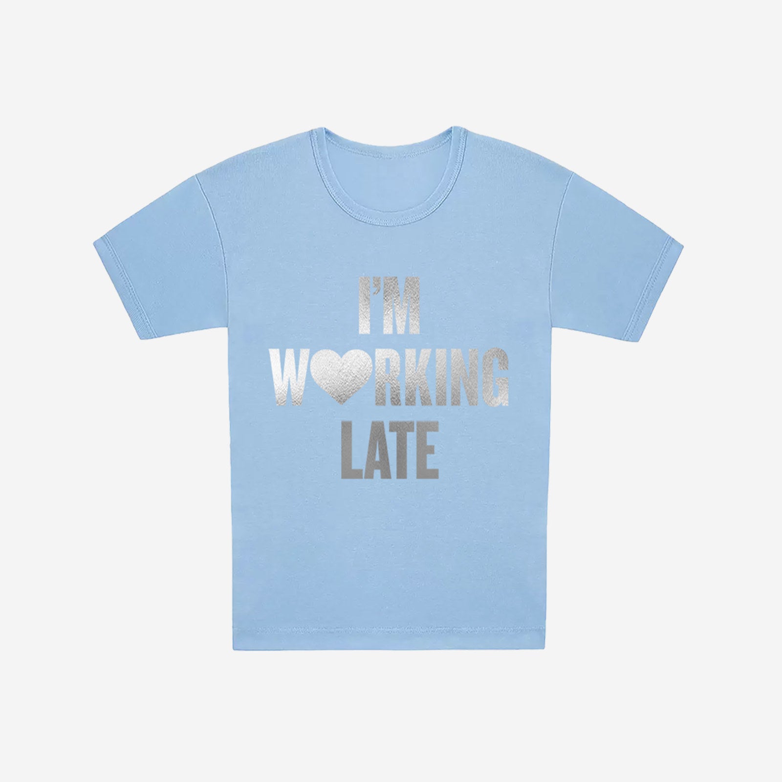 working late silver foil graphic tee
